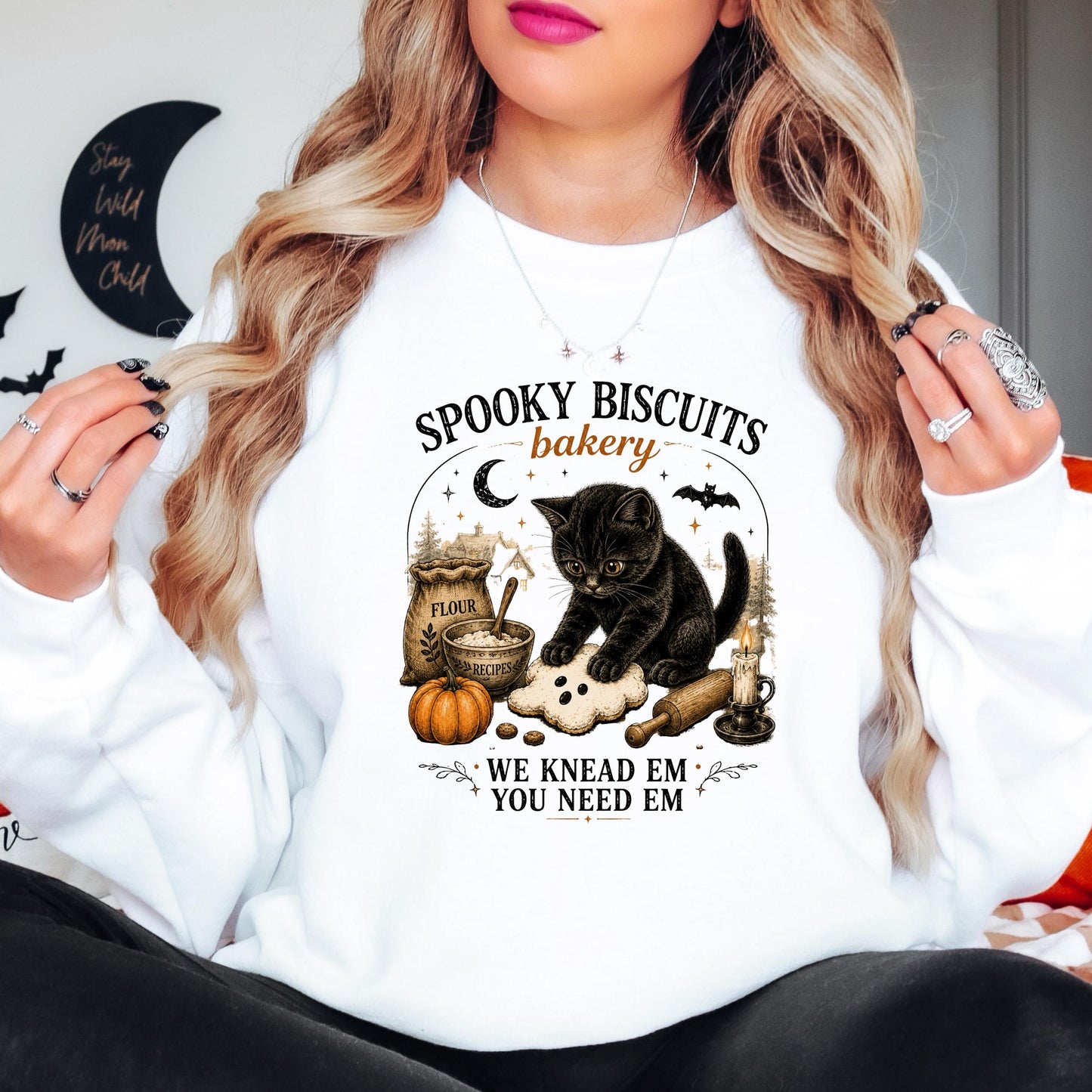Cute Ghost Cats Halloween Sweatshirt, Black Cat Halloween Sweatshirt, Spooky Season Crewneck, Cute Fall Cat Sweatshirt, Ghost Lover Gift