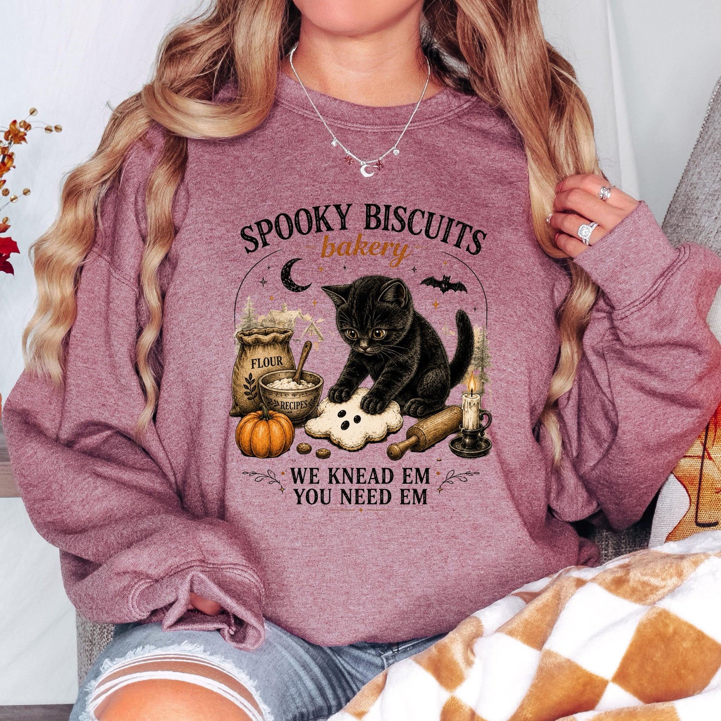 Cute Ghost Cats Halloween Sweatshirt, Black Cat Halloween Sweatshirt, Spooky Season Crewneck, Cute Fall Cat Sweatshirt, Ghost Lover Gift
