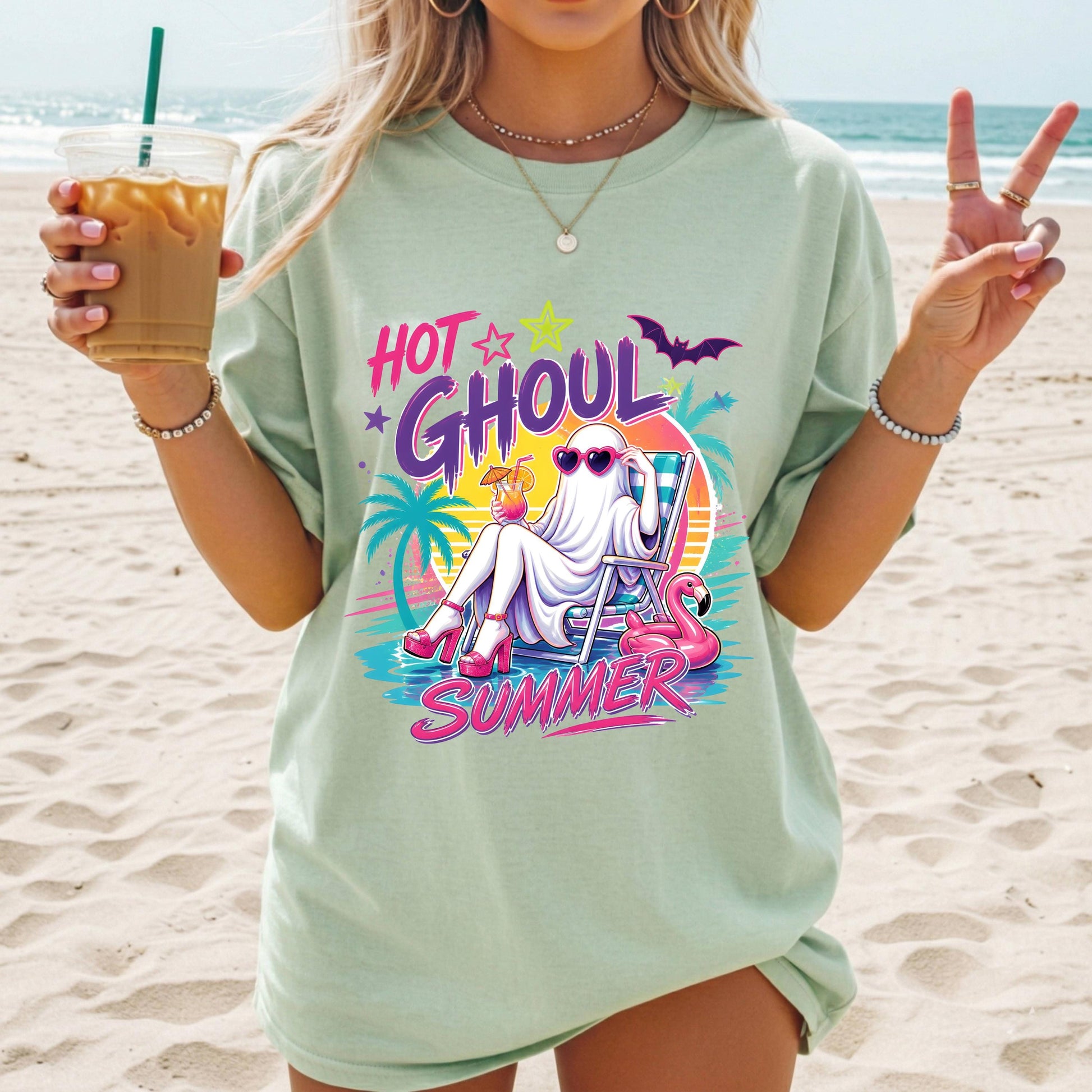 Hot Ghoul Summer Shirt, Funny Beach Ghost Tee, Summer Halloween Shirt, Cute Ghost Vacation Shirt, Comfort Colors Graphic Tee