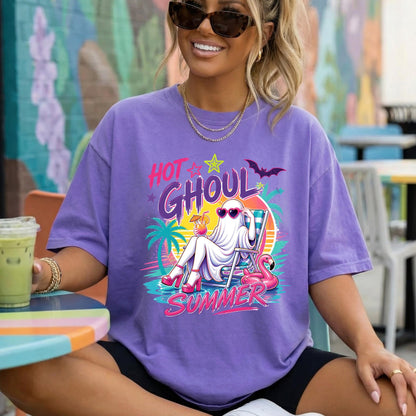 Hot Ghoul Summer Shirt, Funny Beach Ghost Tee, Summer Halloween Shirt, Cute Ghost Vacation Shirt, Comfort Colors Graphic Tee