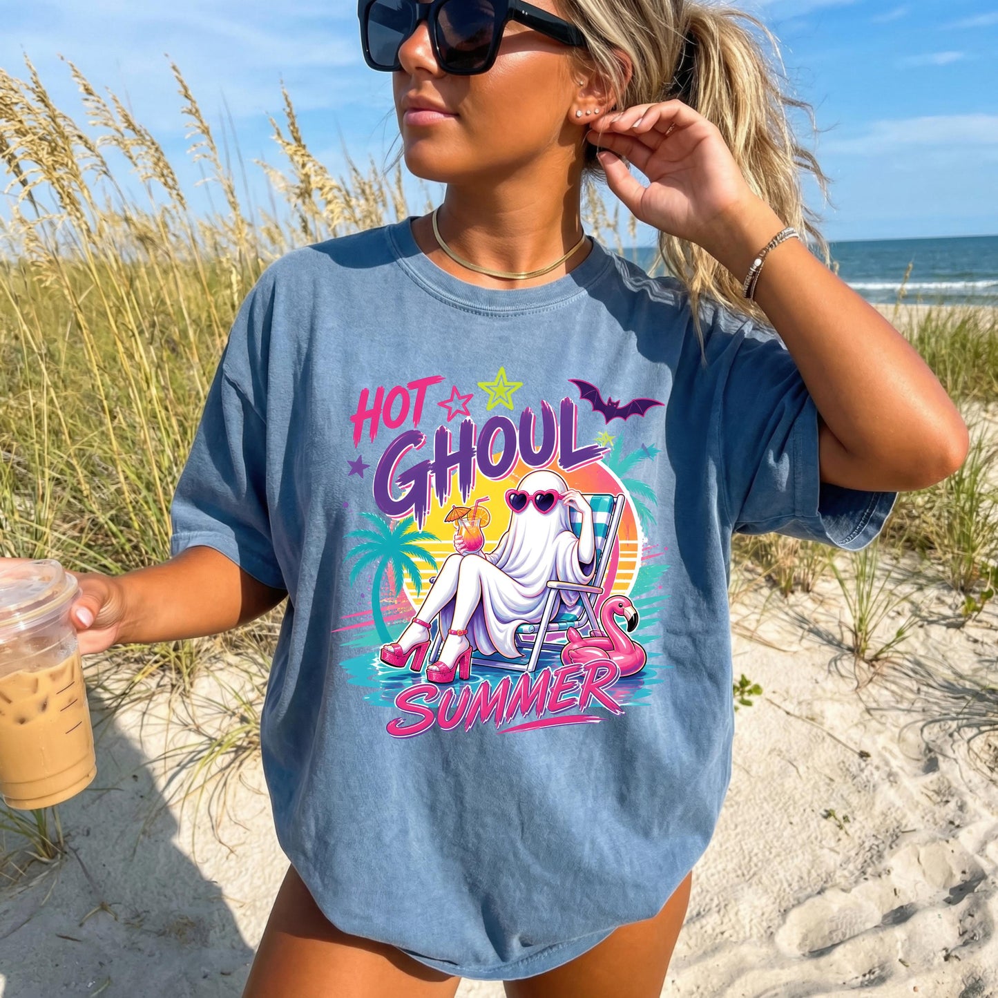 Hot Ghoul Summer Shirt, Funny Beach Ghost Tee, Summer Halloween Shirt, Cute Ghost Vacation Shirt, Comfort Colors Graphic Tee