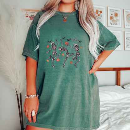 Dancing Skeleton Shirt, Funny Halloween Skeleton Tee, Spooky Season Graphic Shirt, Vintage Skeleton T Shirt, Comfort Colors Halloween Tee