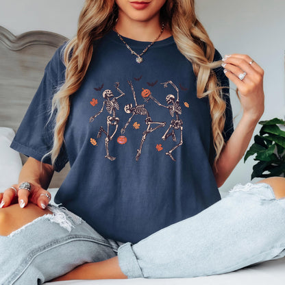 Dancing Skeleton Shirt, Funny Halloween Skeleton Tee, Spooky Season Graphic Shirt, Vintage Skeleton T Shirt, Comfort Colors Halloween Tee