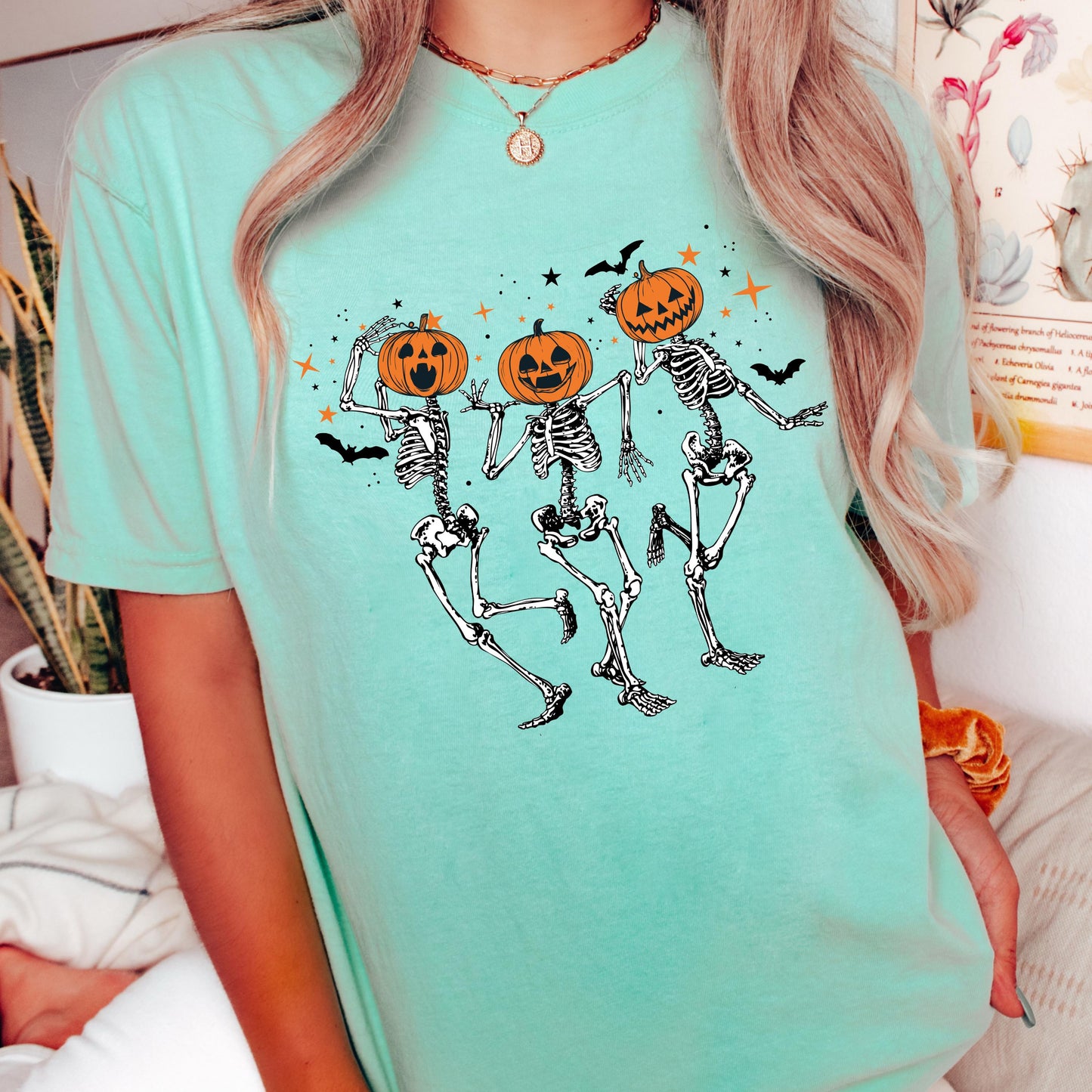 Pumpkin Skeleton Halloween Shirt, Vintage Pumpkin Head Tee, Spooky Fall Graphic Shirt, Cute Halloween Skeleton Tee, Autumn Shirt