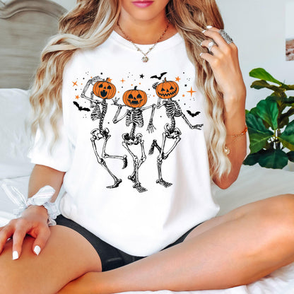 Pumpkin Skeleton Halloween Shirt, Vintage Pumpkin Head Tee, Spooky Fall Graphic Shirt, Cute Halloween Skeleton Tee, Autumn Shirt