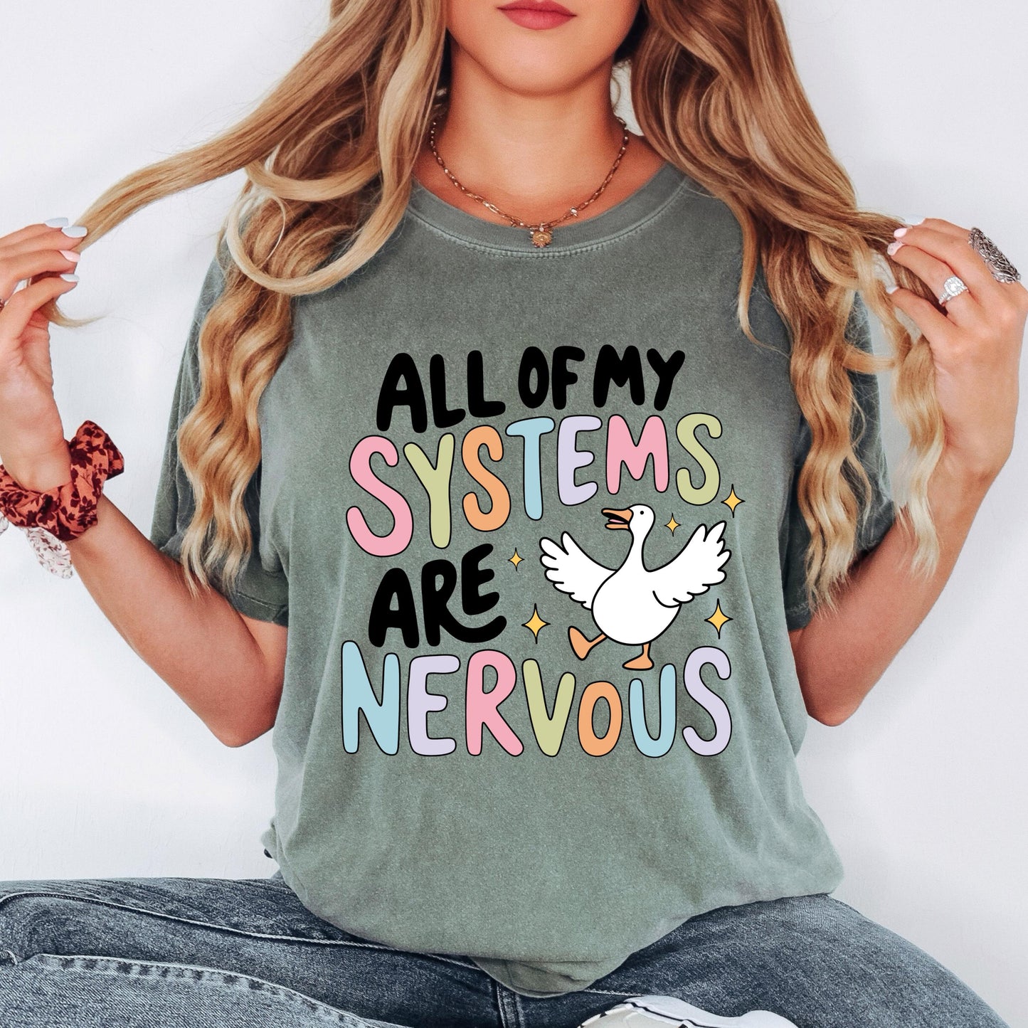 All of My Systems Are Nervous Shirt, Funny Goose Shirt, Comfort Colors Tee, Anxiety Shirt, Introvert Shirt