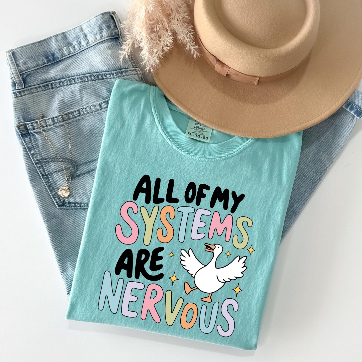 All of My Systems Are Nervous Shirt, Funny Goose Shirt, Comfort Colors Tee, Anxiety Shirt, Introvert Shirt