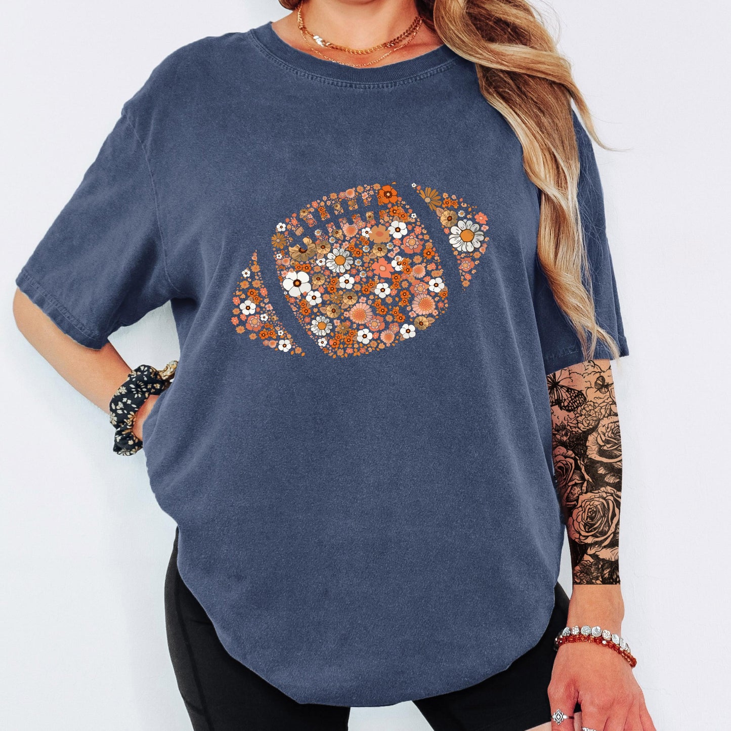 Floral Football Shirt, Fall Football Shirt, Cute Football Tee, Comfort Colors Shirt, Game Day Shirt