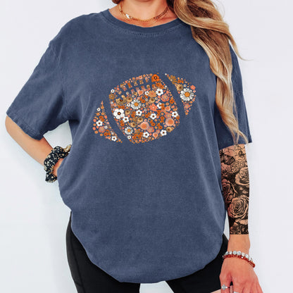 Floral Football Shirt, Fall Football Shirt, Cute Football Tee, Comfort Colors Shirt, Game Day Shirt