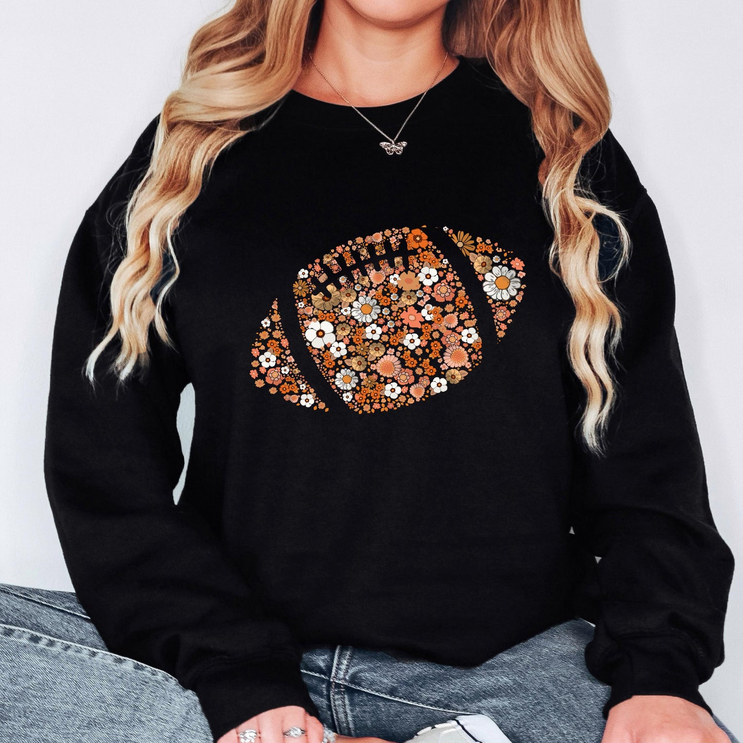 Floral Football Sweatshirt, Fall Football Sweatshirt, Cute Game Day Sweatshirt, Football Mom Gift