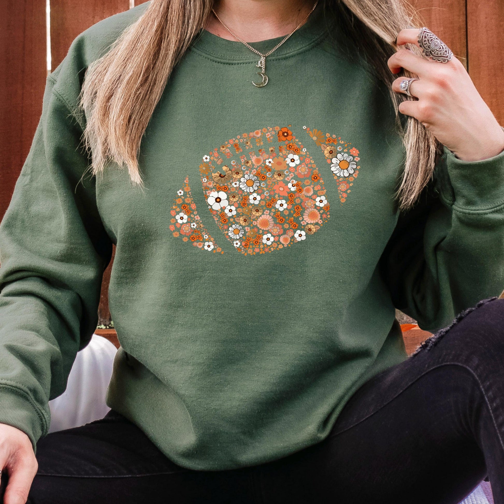 Floral Football Sweatshirt, Fall Football Sweatshirt, Cute Game Day Sweatshirt, Football Mom Gift