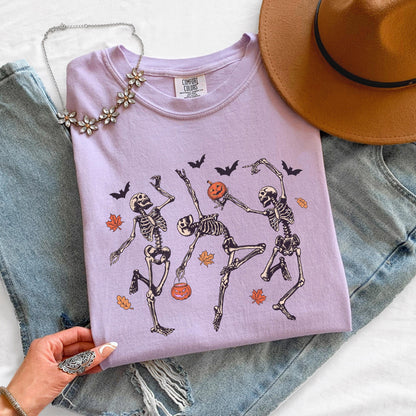 Dancing Skeleton Shirt, Funny Halloween Skeleton Tee, Spooky Season Graphic Shirt, Vintage Skeleton T Shirt, Comfort Colors Halloween Tee