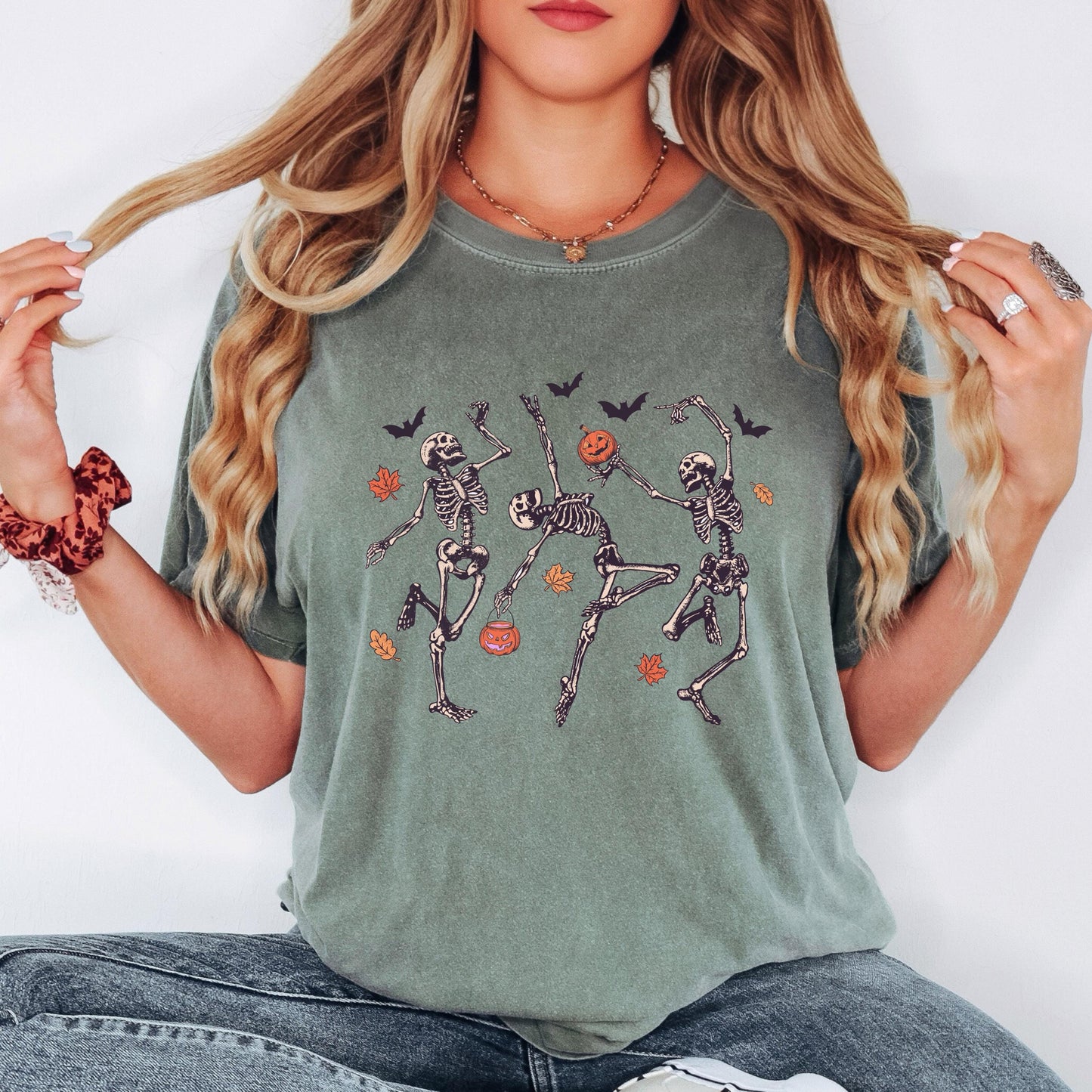 Dancing Skeleton Shirt, Funny Halloween Skeleton Tee, Spooky Season Graphic Shirt, Vintage Skeleton T Shirt, Comfort Colors Halloween Tee