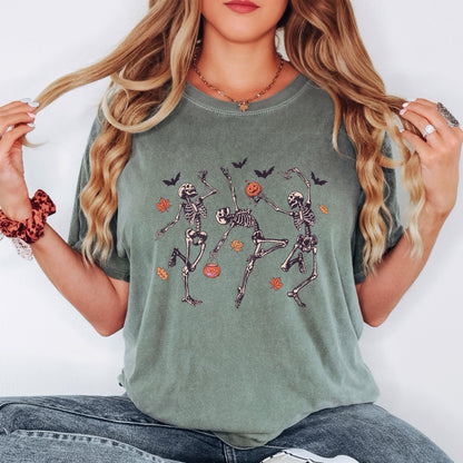Dancing Skeleton Shirt, Funny Halloween Skeleton Tee, Spooky Season Graphic Shirt, Vintage Skeleton T Shirt, Comfort Colors Halloween Tee
