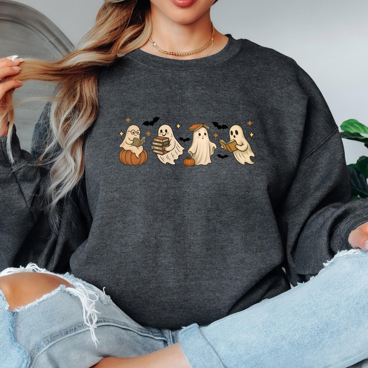 Floral Ghost Halloween Sweatshirt, Cute Ghost Sweatshirt, Boho Ghost Sweatshirt, Spooky Season Crewneck