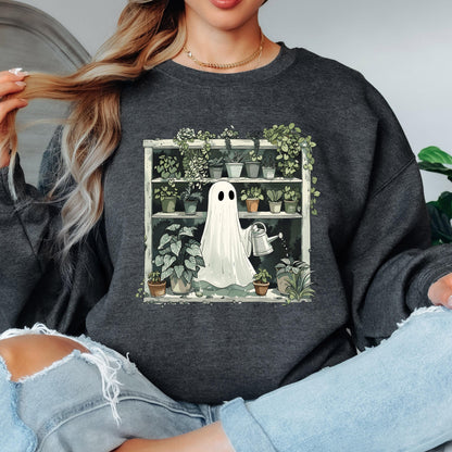Ghost Plant Sweatshirt, Cute Halloween Crewneck, Plant Lover Sweatshirt, Spooky Plant Sweatshirt, Cozy Fall Ghost Gift