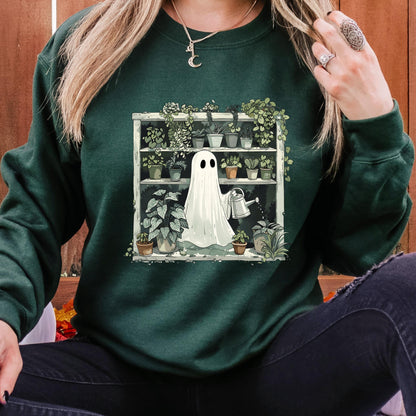 Ghost Plant Sweatshirt, Cute Halloween Crewneck, Plant Lover Sweatshirt, Spooky Plant Sweatshirt, Cozy Fall Ghost Gift