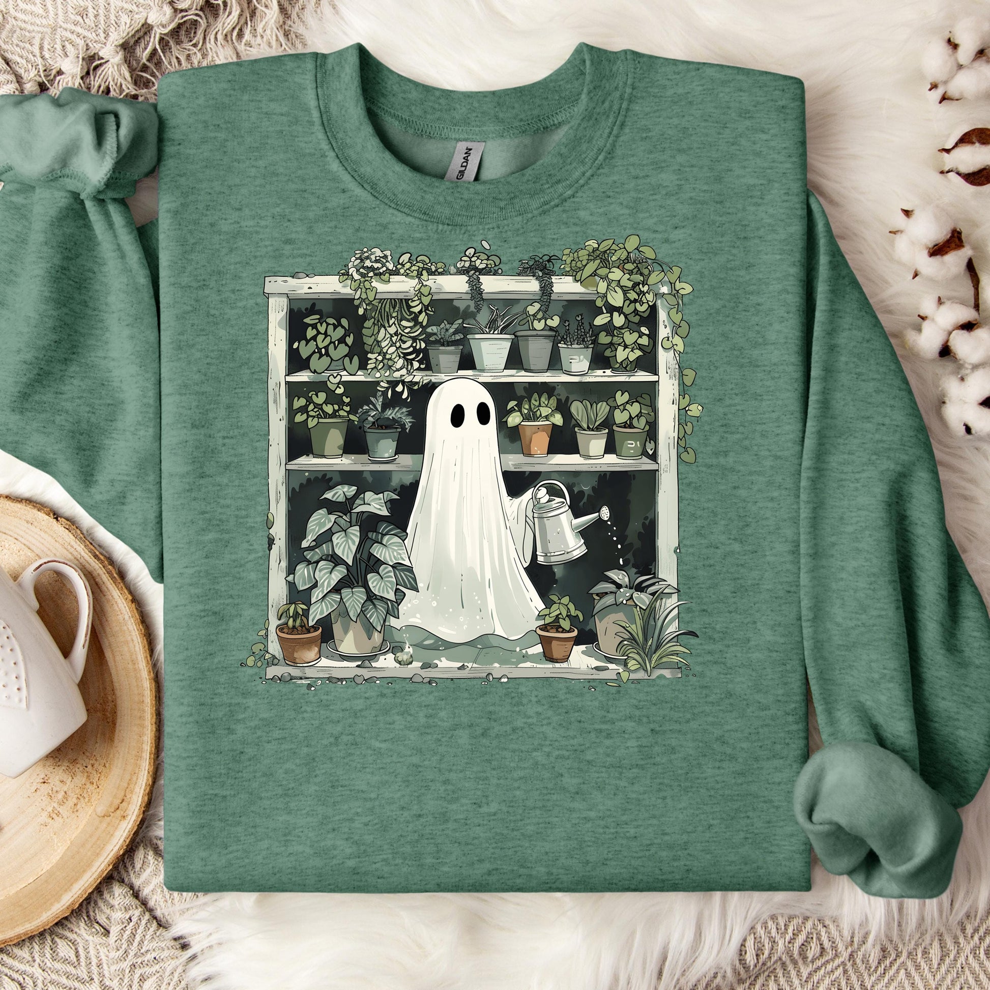 Ghost Plant Sweatshirt, Cute Halloween Crewneck, Plant Lover Sweatshirt, Spooky Plant Sweatshirt, Cozy Fall Ghost Gift