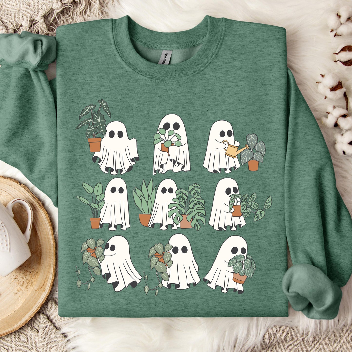 Cute Ghost Plant Sweatshirt, Ghost Halloween Crewneck, Plant Lover Sweatshirt, Spooky Ghost Sweatshirt, Fall Crewneck