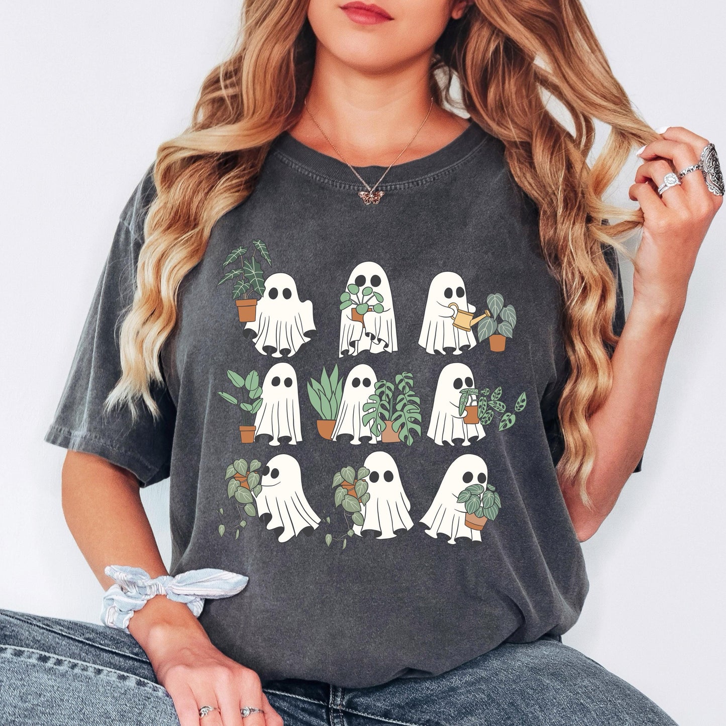 Cute Ghost Plant Shirt, Ghost Halloween Shirt, Plant Lover Tee, Spooky Ghost Graphic Tee, Comfort Colors Ghost Shirt