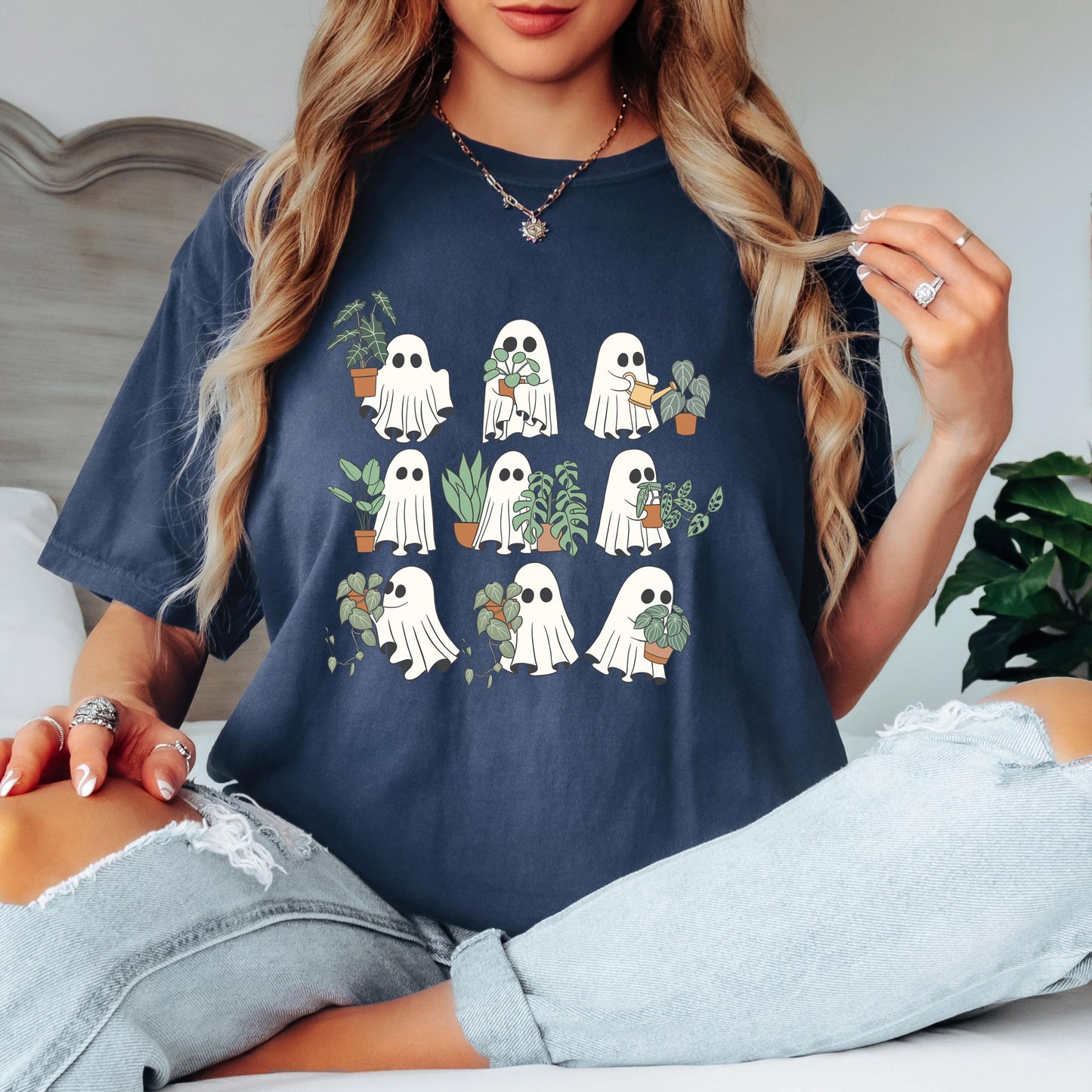 Cute Ghost Plant Shirt, Ghost Halloween Shirt, Plant Lover Tee, Spooky Ghost Graphic Tee, Comfort Colors Ghost Shirt