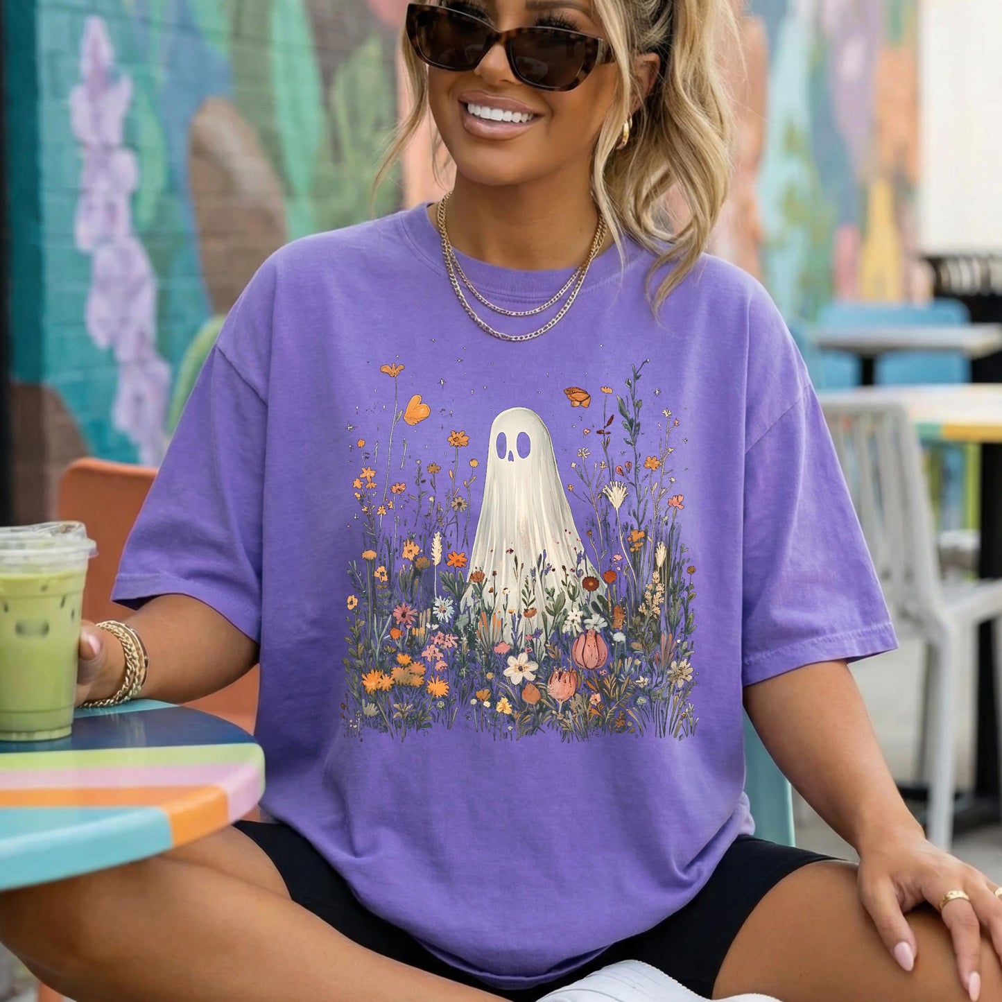 Ghost Wildflower Shirt, Cute Halloween Ghost Tee, Floral Ghost T Shirt, Spooky Cottagecore Shirt, Fall Graphic Tee, Comfort Colors Shirt