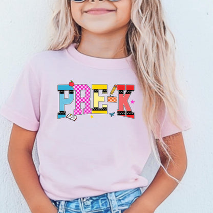 Pre K Girl Back to School Shirt: First Day Outfit, Youth Cotton Tee