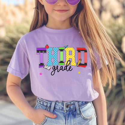 Third Grade Girl's Back to School Shirt – 100% Cotton Youth Tee