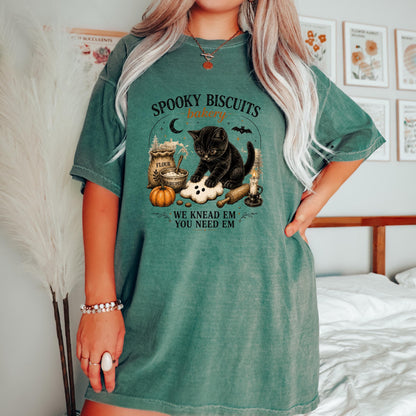 Spooky Biscuits Bakery Shirt, Funny Halloween Cat Shirt, Black Cat Baking Tee, Ghost Biscuit Graphic Shirt, Cute Fall Baker T Shirt