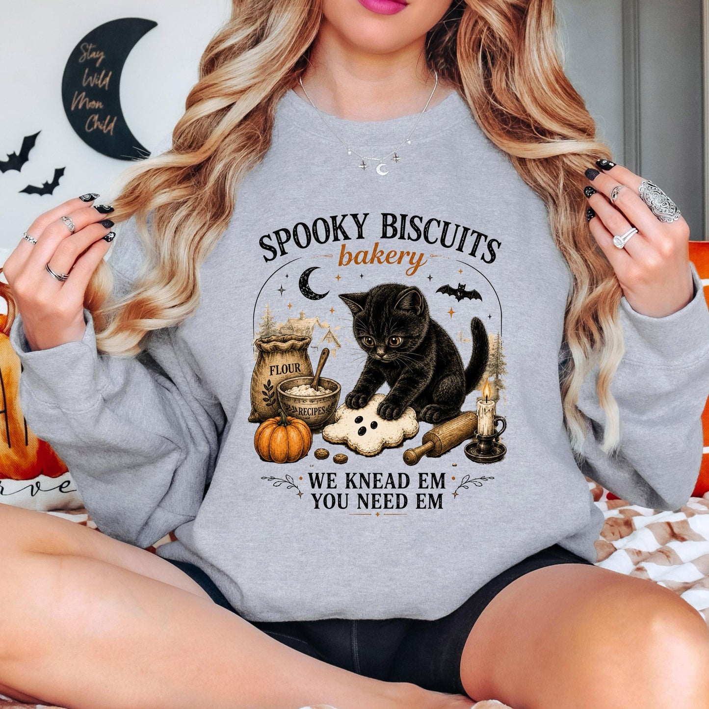 Cute Ghost Cats Halloween Sweatshirt, Black Cat Halloween Sweatshirt, Spooky Season Crewneck, Cute Fall Cat Sweatshirt, Ghost Lover Gift