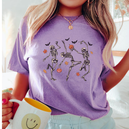 Dancing Skeleton Shirt, Funny Halloween Skeleton Tee, Spooky Season Graphic Shirt, Vintage Skeleton T Shirt, Comfort Colors Halloween Tee