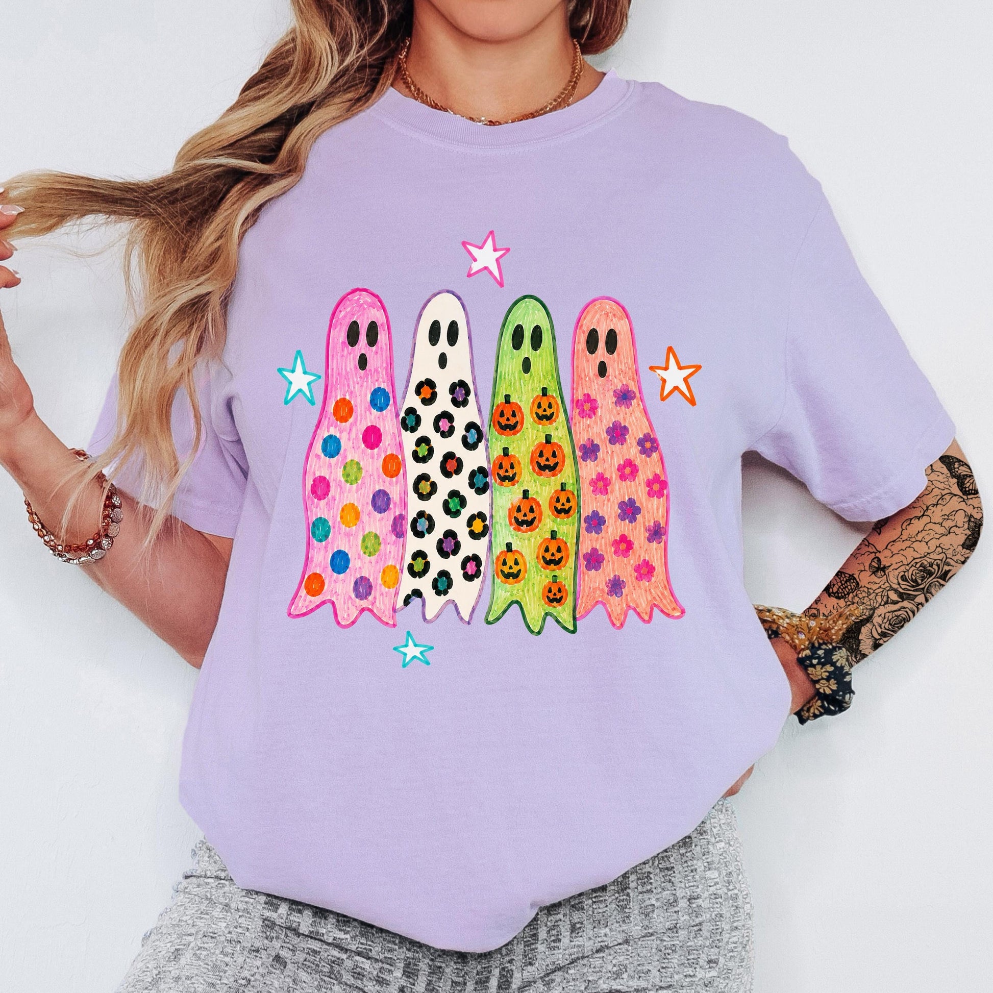 Cute Halloween Ghost Shirt, Colorful Ghost Tee, Retro Halloween Shirt, Spooky Season Tee, Cute Ghost Graphic Shirt, Fall Halloween Tee