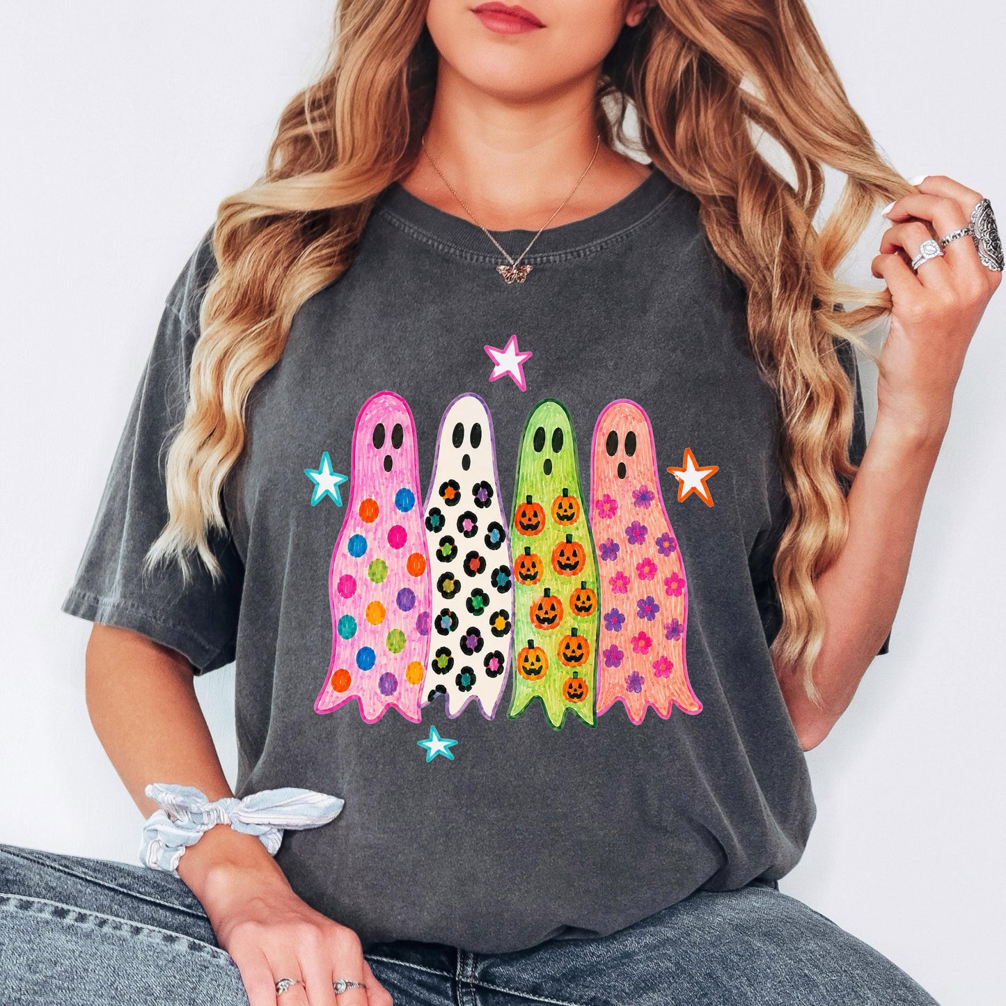 Cute Halloween Ghost Shirt, Colorful Ghost Tee, Retro Halloween Shirt, Spooky Season Tee, Cute Ghost Graphic Shirt, Fall Halloween Tee