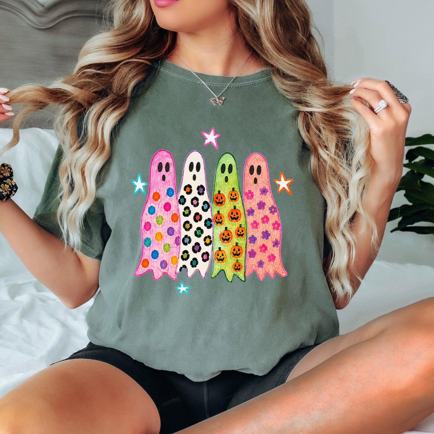 Cute Halloween Ghost Shirt, Colorful Ghost Tee, Retro Halloween Shirt, Spooky Season Tee, Cute Ghost Graphic Shirt, Fall Halloween Tee