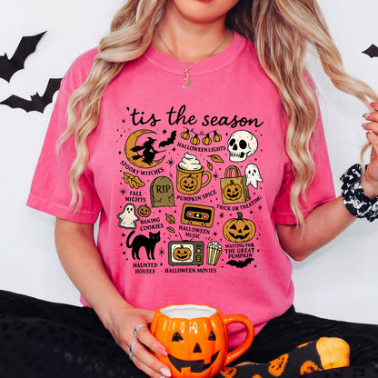 Tis the Season Halloween Shirt, Cute Halloween Tee, Spooky Season Shirt, Pumpkin Spice Shirt, Fall Halloween Graphic Tee, Ghost Cat Shirt