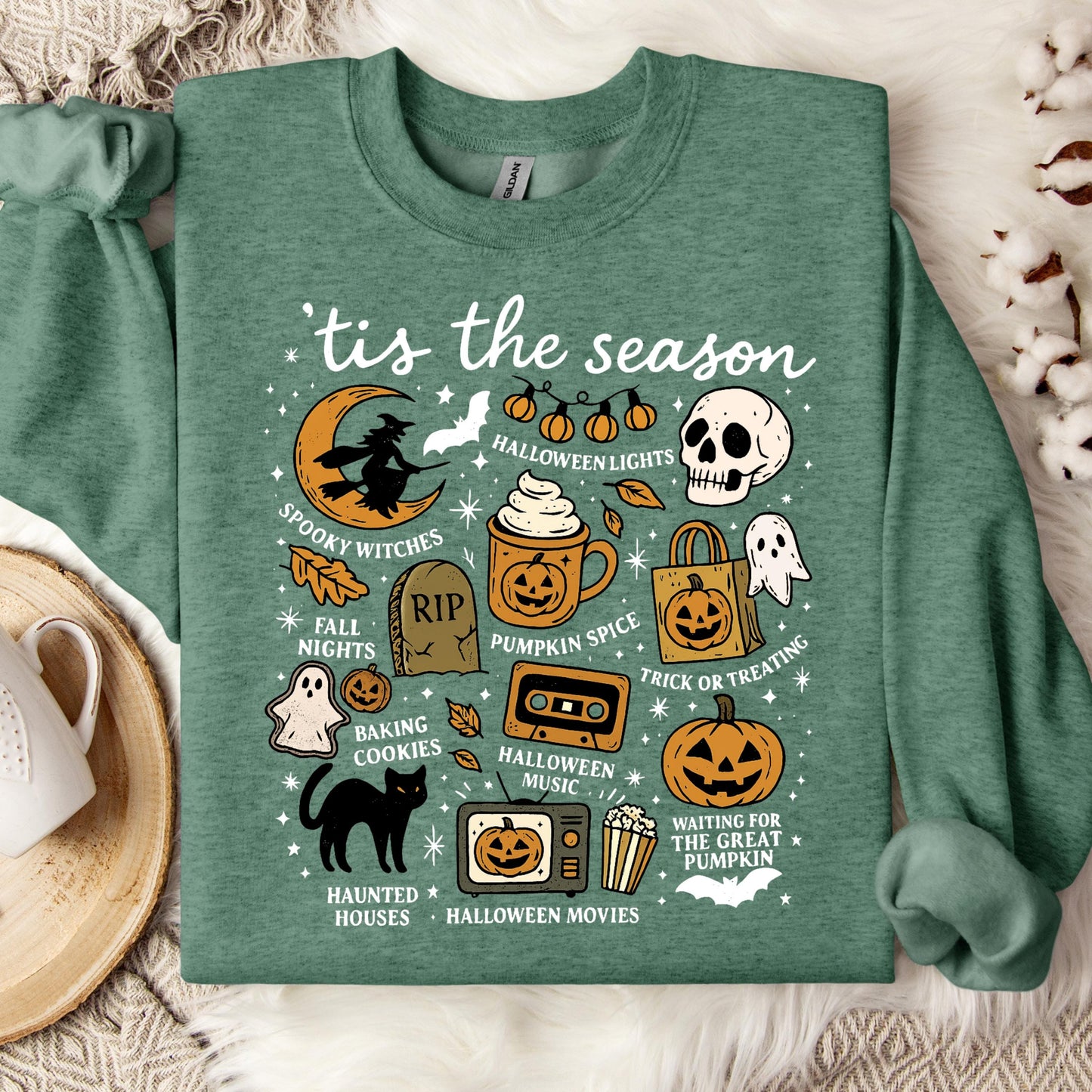 Tis the Season Halloween Sweatshirt, Spooky Season Crewneck, Cute Fall Halloween Sweatshirt, Pumpkin Spice Crewneck, Halloween Sweater