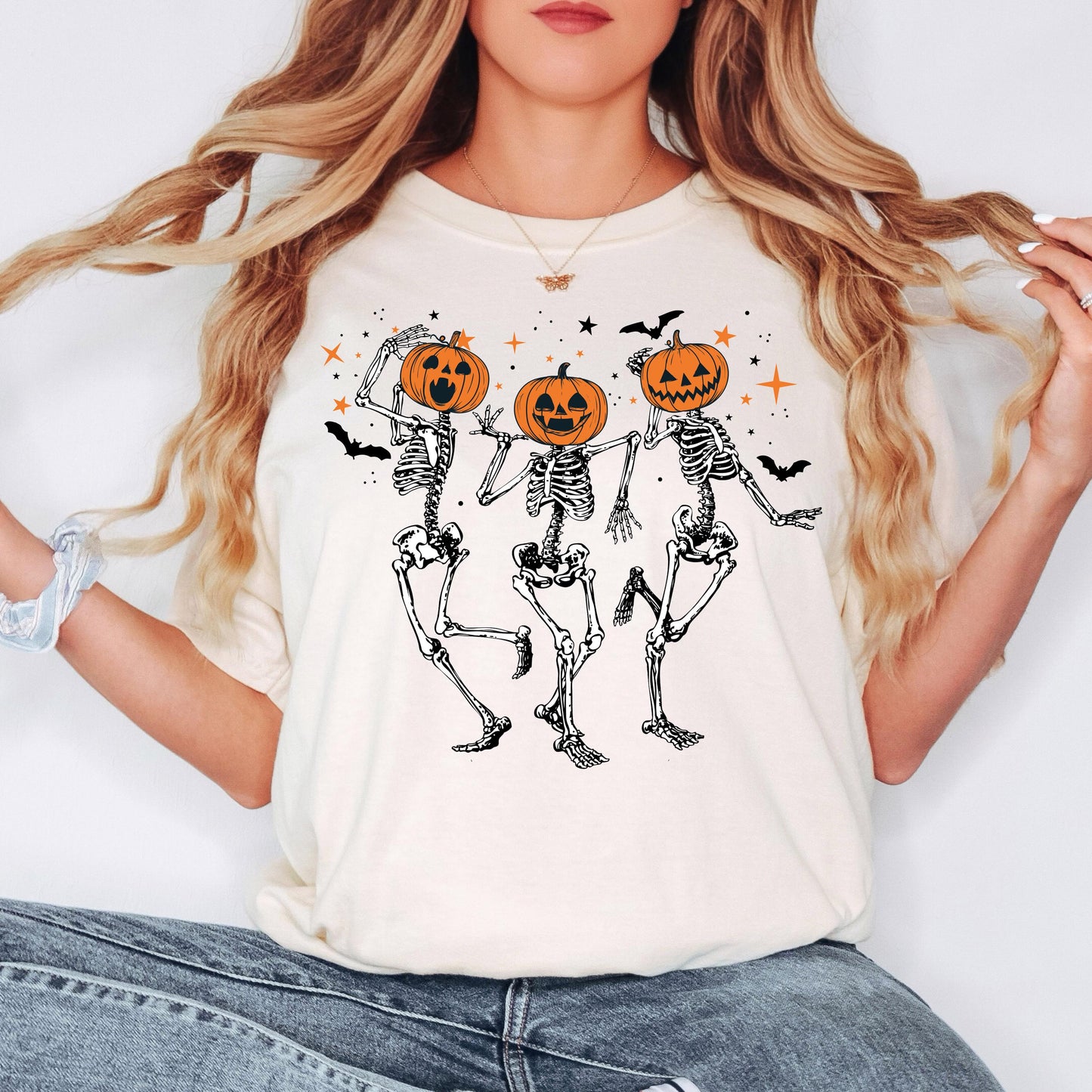 Pumpkin Skeleton Halloween Shirt, Vintage Pumpkin Head Tee, Spooky Fall Graphic Shirt, Cute Halloween Skeleton Tee, Autumn Shirt