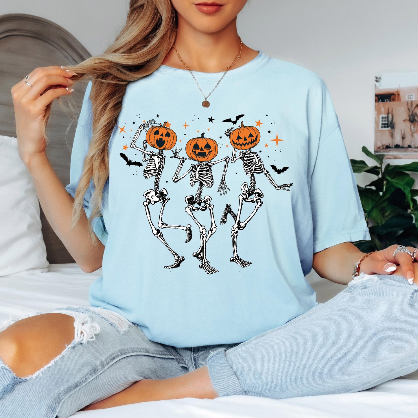 Pumpkin Skeleton Halloween Shirt, Vintage Pumpkin Head Tee, Spooky Fall Graphic Shirt, Cute Halloween Skeleton Tee, Autumn Shirt