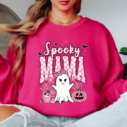 Spooky Mama Halloween Sweatshirt, Cute Ghost Crewneck, Pink Halloween Sweatshirt, Coquette Ghost Sweatshirt, Fall Gift