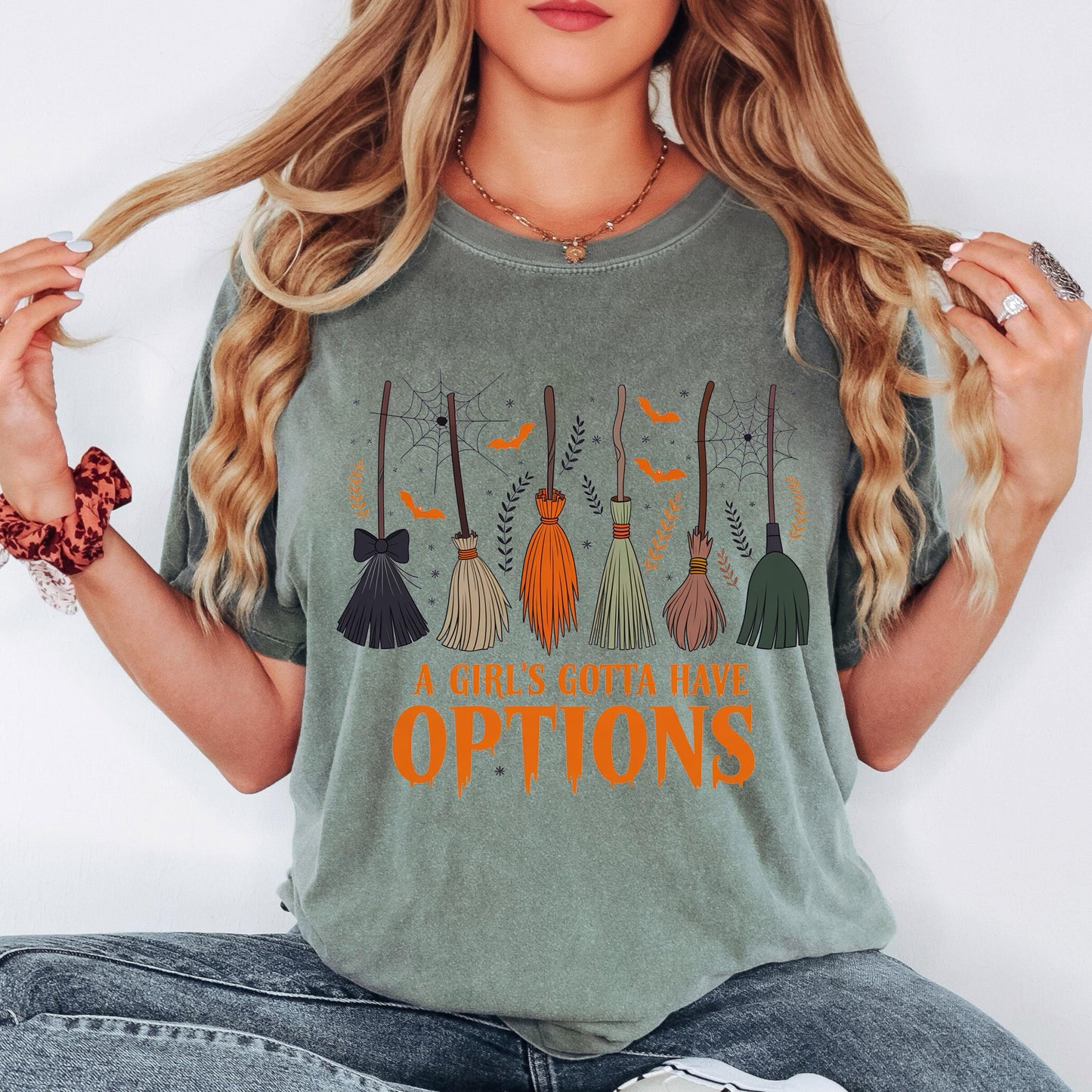 A Girl's Gotta Have Options Halloween Shirt, Funny Witch Shirt, Comfort Colors Tee, Vintage Witch Shirt