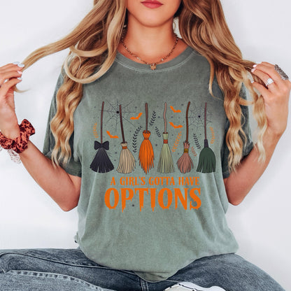 A Girl's Gotta Have Options Halloween Shirt, Funny Witch Shirt, Comfort Colors Tee, Vintage Witch Shirt