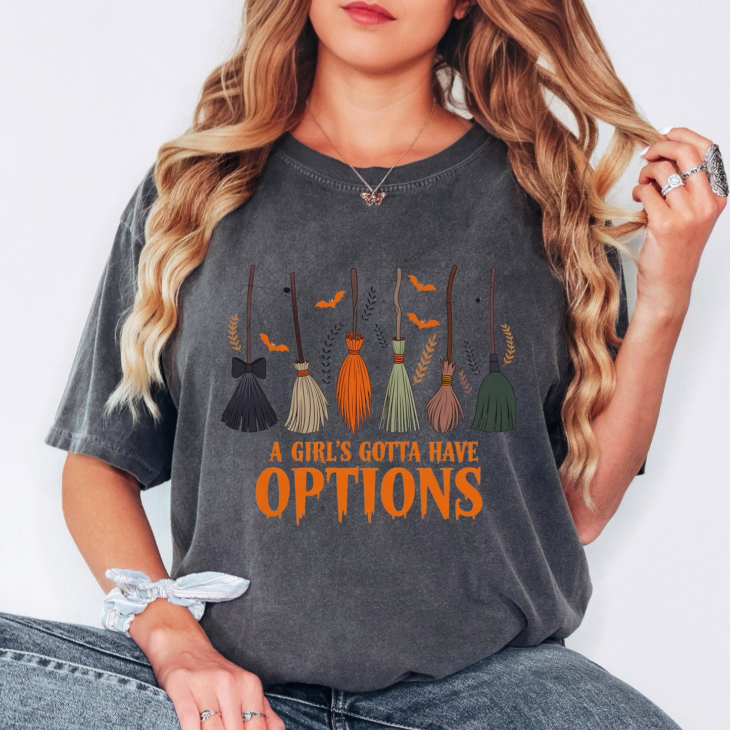 A Girl's Gotta Have Options Halloween Shirt, Funny Witch Shirt, Comfort Colors Tee, Vintage Witch Shirt