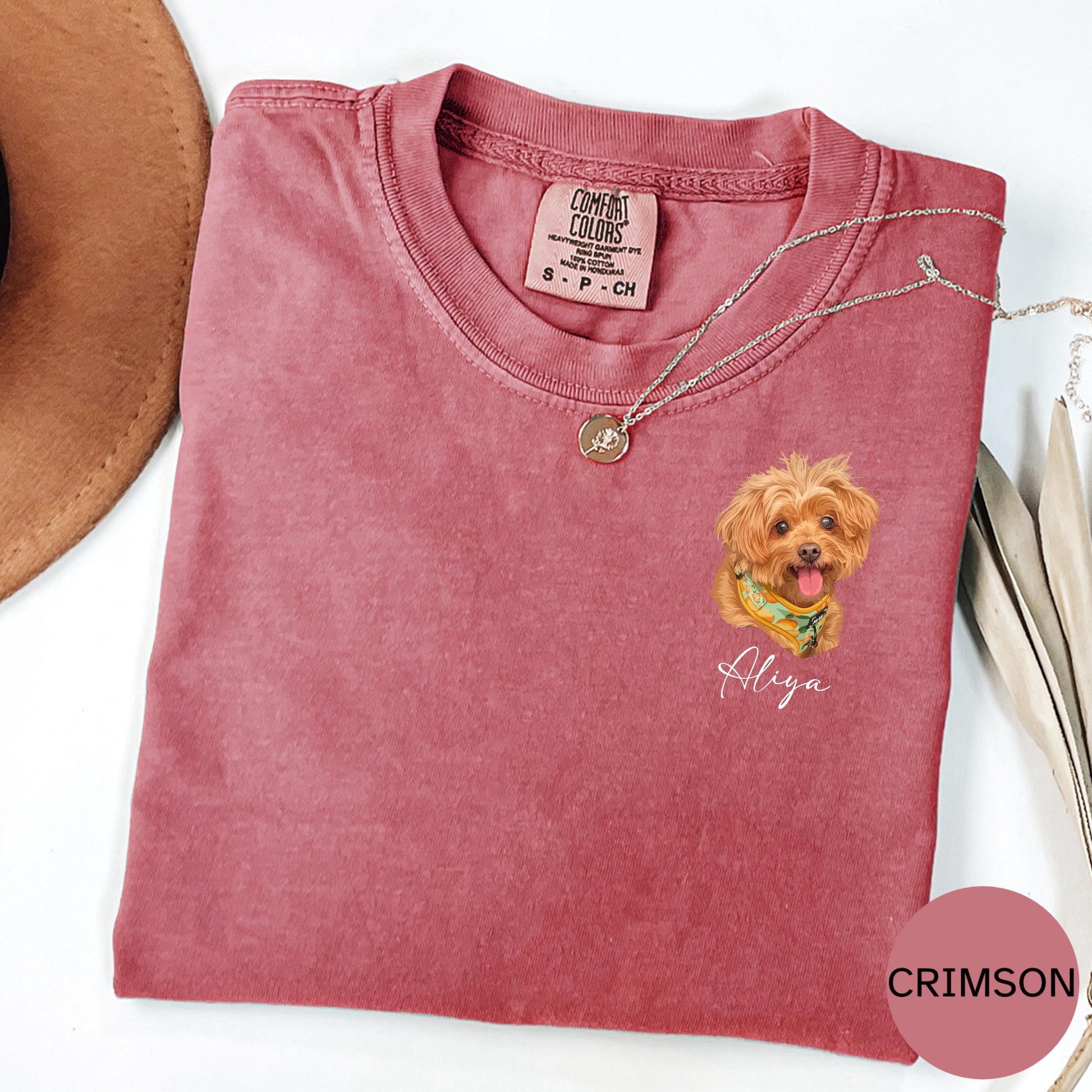 Custom Pet Portrait Comfort Colors Shirt, Hand-Drawn Dog Shirt, Personalized Cat Tee, Left Chest Pet Shirt, Custom Pet Gift
