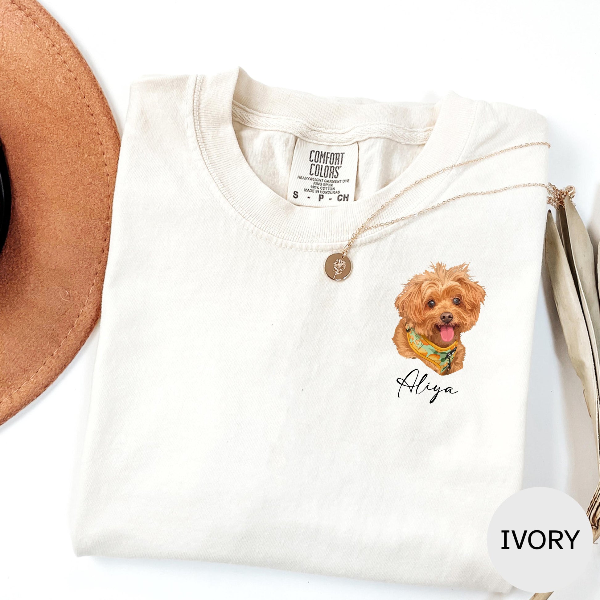 Custom Pet Portrait Comfort Colors Shirt, Hand-Drawn Dog Shirt, Personalized Cat Tee, Left Chest Pet Shirt, Custom Pet Gift