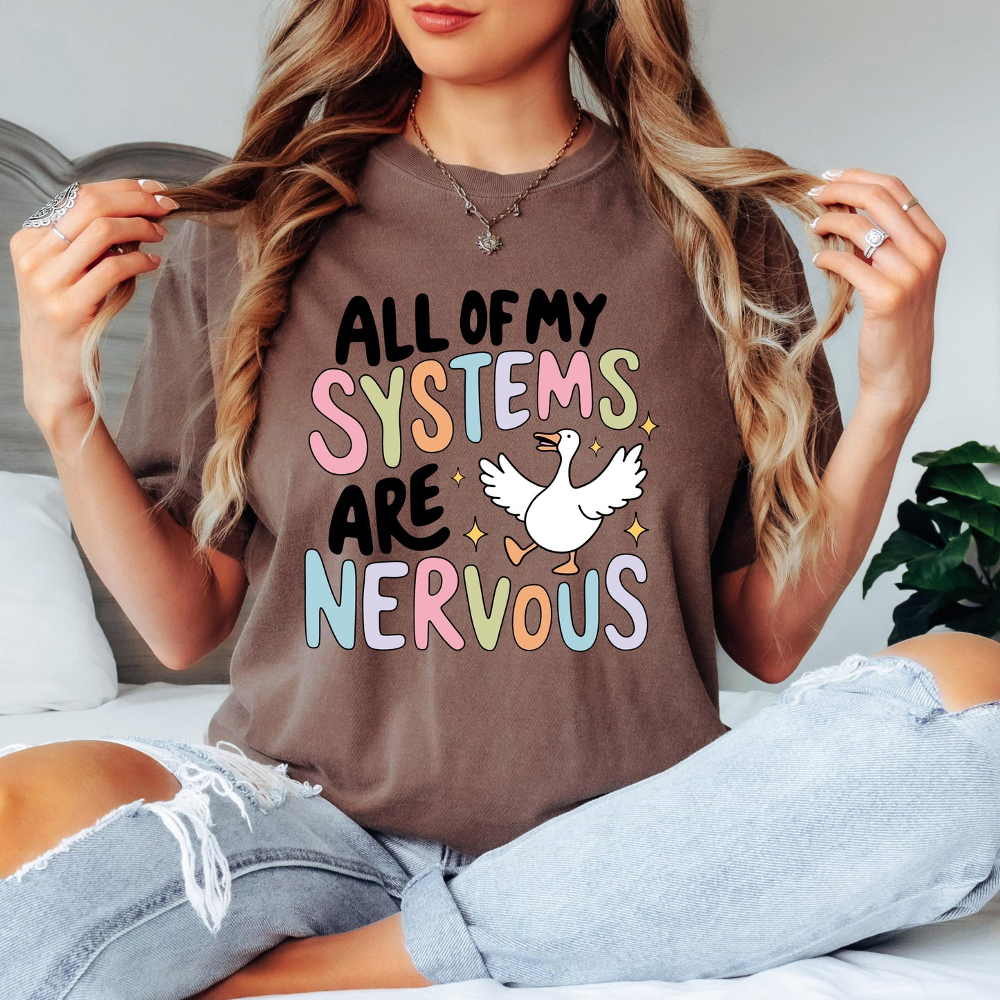 All of My Systems Are Nervous Shirt, Funny Goose Shirt, Comfort Colors Tee, Anxiety Shirt, Introvert Shirt