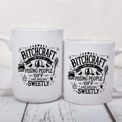 Funny Witch Mug, Bitchcraft Coffee Mug, Halloween Coffee Cup, Witch Gift Mug, Sarcastic Witch Mug, 11oz 15oz Ceramic Mug