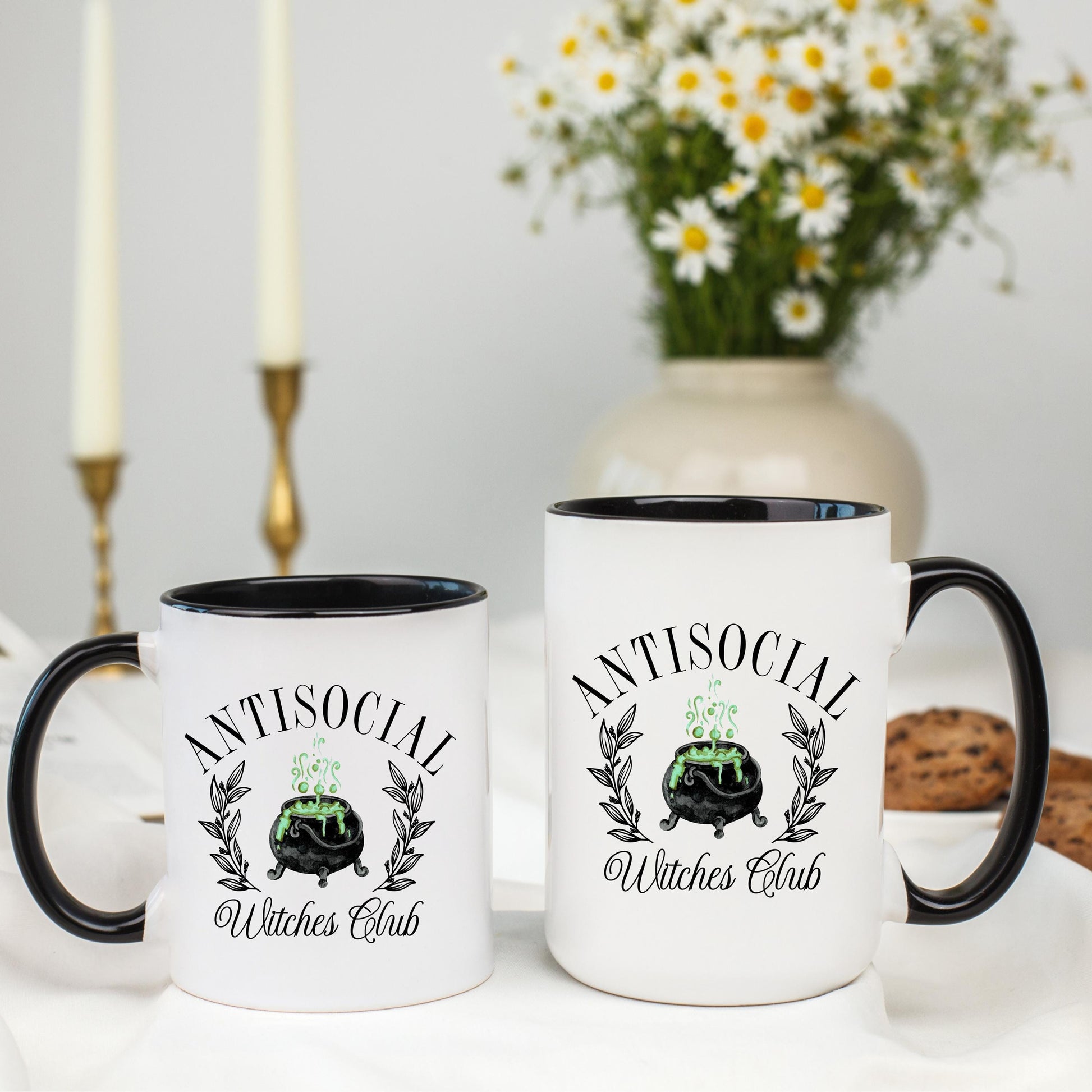 Antisocial Witches Club Coffee Mug, Funny Witch Mug, Halloween Coffee Cup, Ceramic Mug, 11 oz Mug, 15 oz Mug
