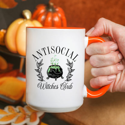 Antisocial Witches Club Coffee Mug, Funny Witch Mug, Halloween Coffee Cup, Ceramic Mug, 11 oz Mug, 15 oz Mug
