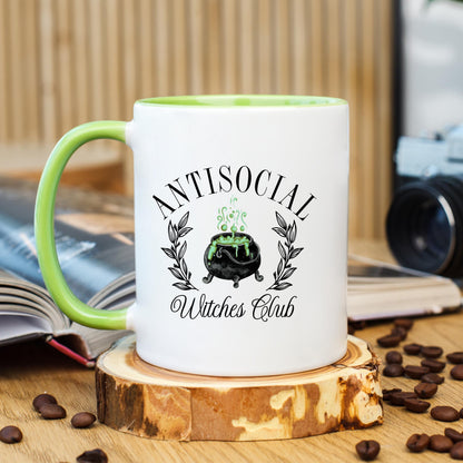 Antisocial Witches Club Coffee Mug, Funny Witch Mug, Halloween Coffee Cup, Ceramic Mug, 11 oz Mug, 15 oz Mug