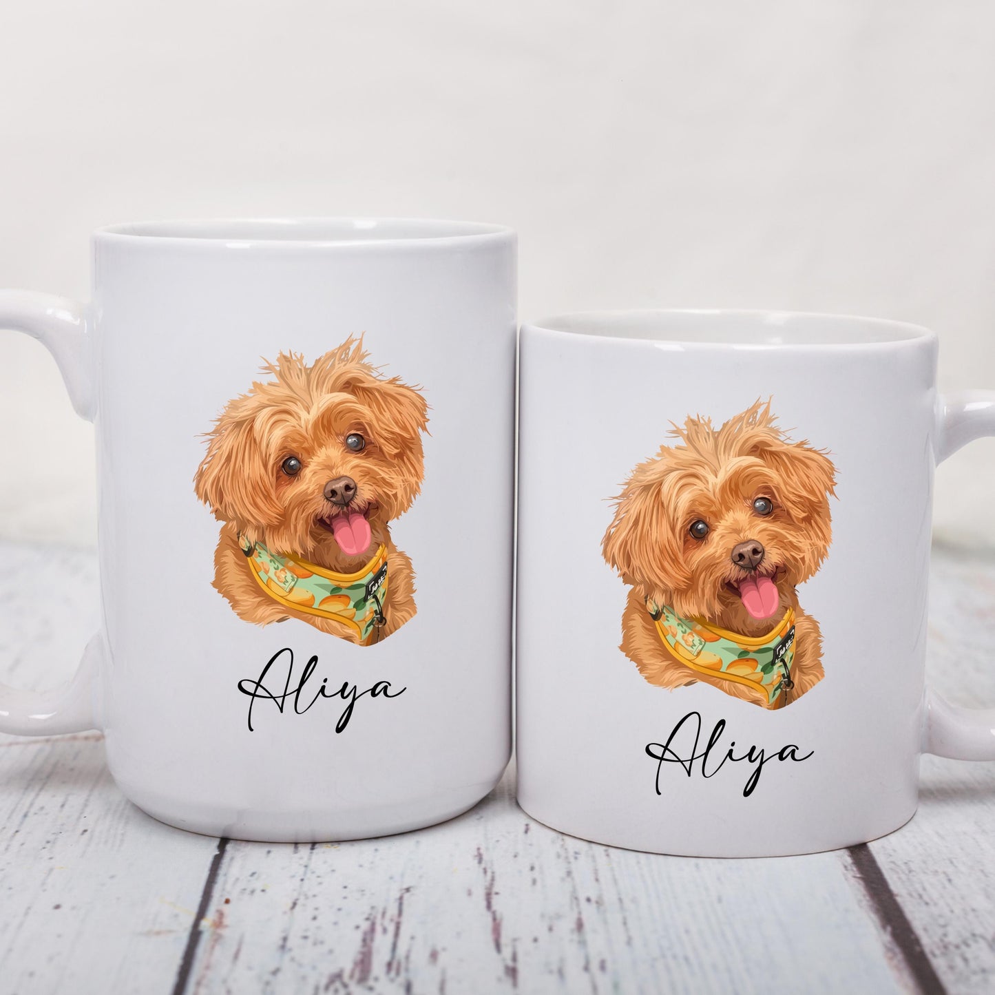 Custom Pet Portrait Coffee Mug, Hand Drawn Dog Mug, Personalized Cat Mug, Pet Photo Mug, Ceramic Mug, 11 oz Mug, 15 oz Mug